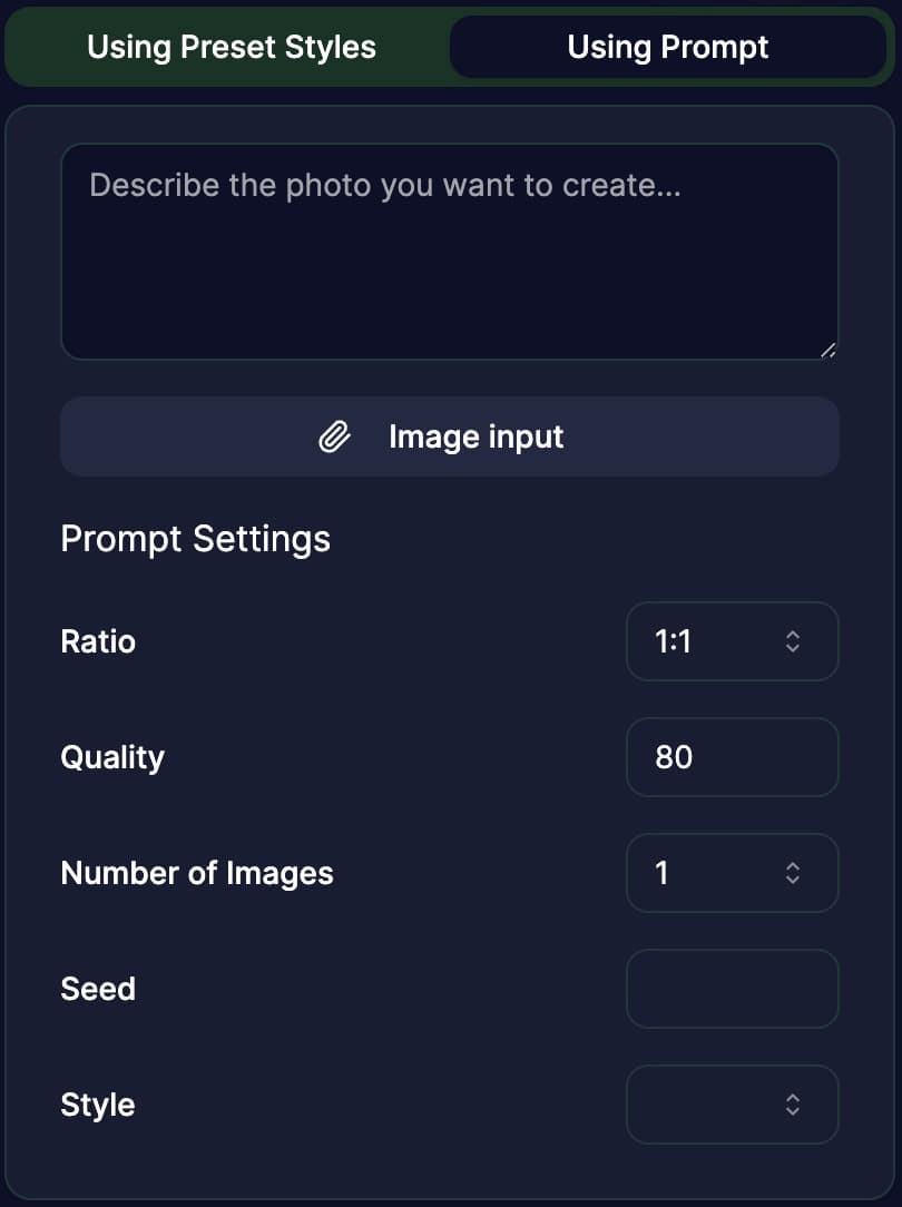 Feature 2: Generate infinite photo variations